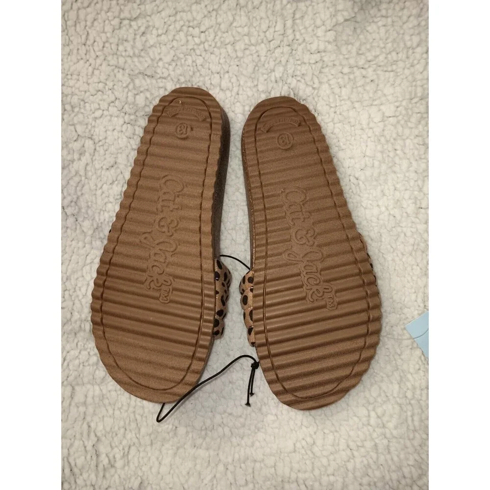 Cat & Jack Girls Summer Sandals Slide-On Size 13 Leopard Brown